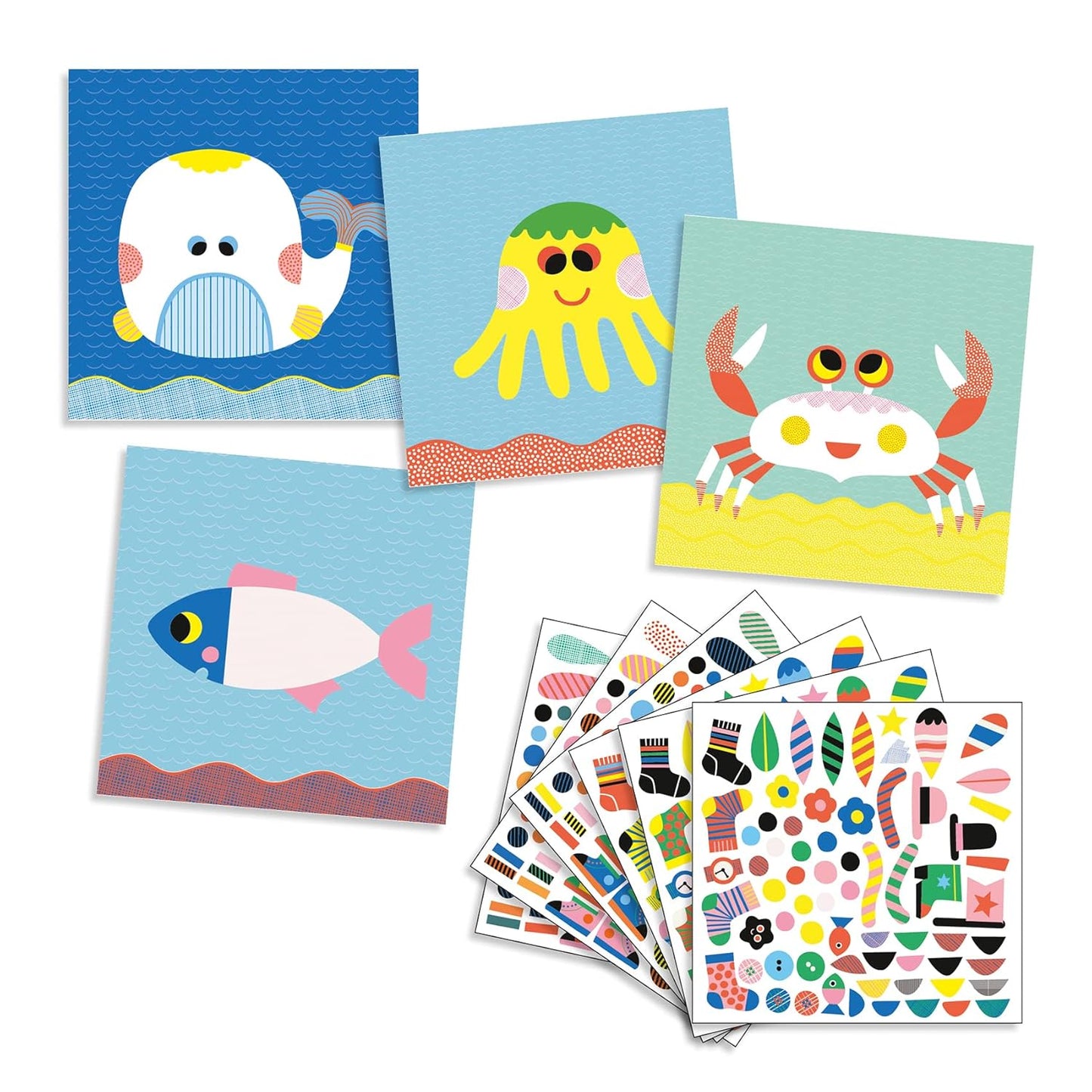 MANUALIDADES DJECO ·CREAR CON PEGATINAS ANIMALES MARINOS· - Happy Moments Baby