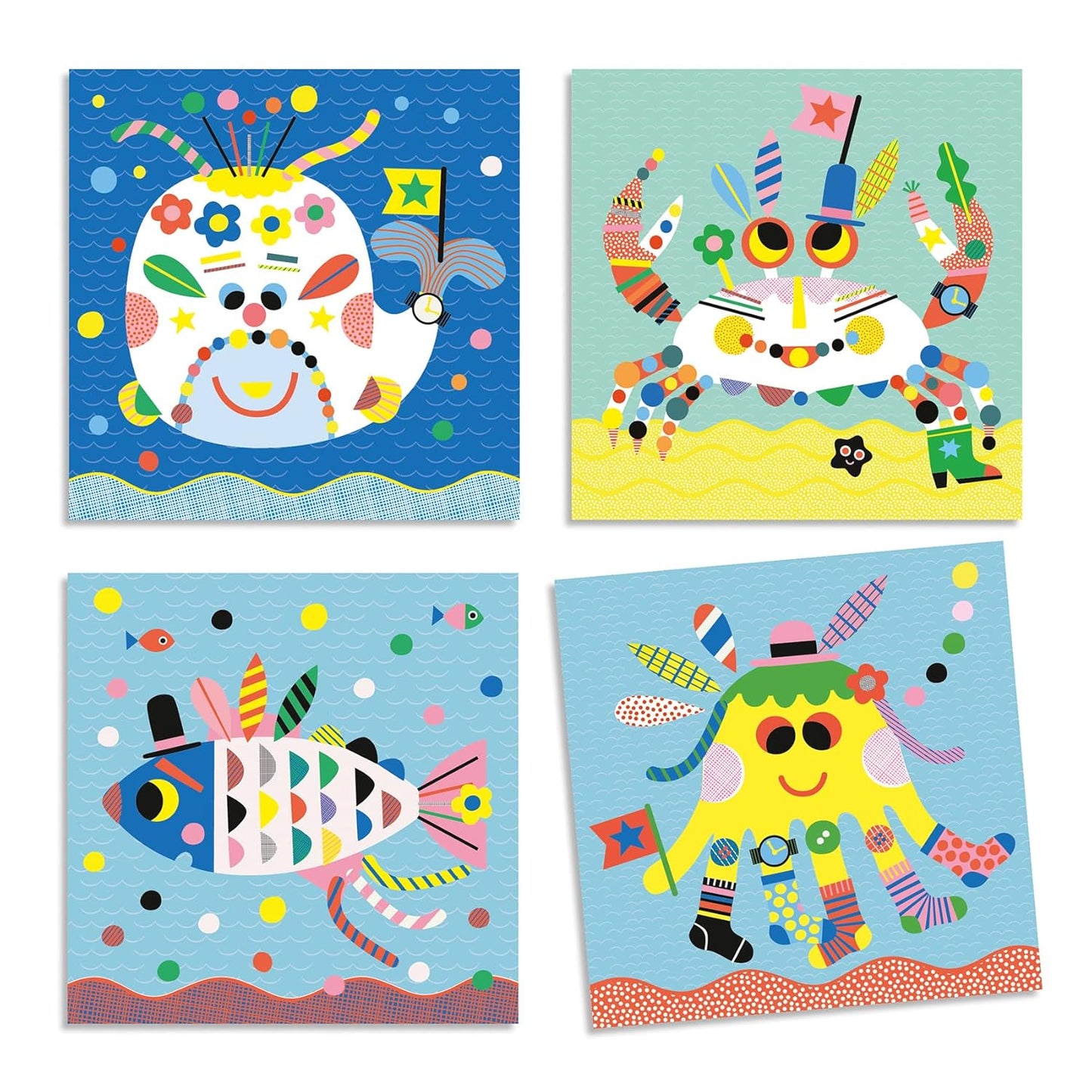 MANUALIDADES DJECO ·CREAR CON PEGATINAS ANIMALES MARINOS· - Happy Moments Baby