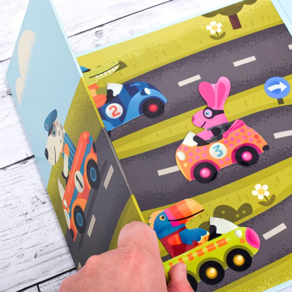 MANUALIDADES DJECO ·ESCENARIO CON PEGATINAS REUTILIZABLES - LOS COCHES· - Happy Moments Baby