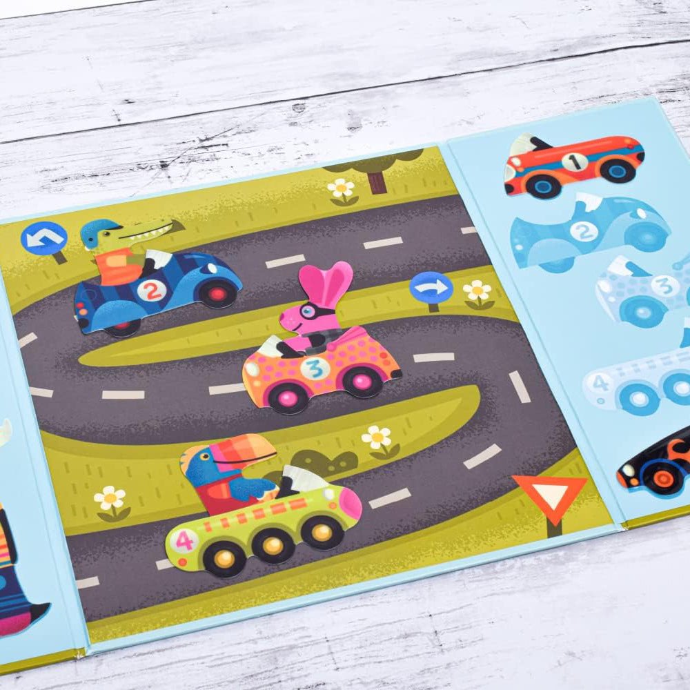 MANUALIDADES DJECO ·ESCENARIO CON PEGATINAS REUTILIZABLES - LOS COCHES· - Happy Moments Baby