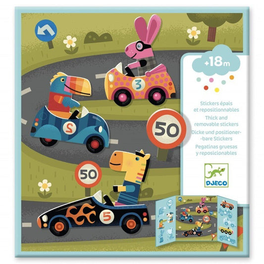 MANUALIDADES DJECO ·ESCENARIO CON PEGATINAS REUTILIZABLES - LOS COCHES· - Happy Moments Baby