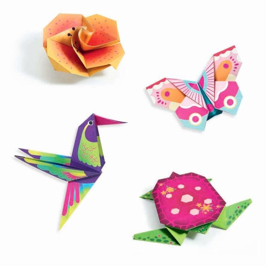 MANUALIDADES DJECO ·PAPIROFLEXIA ORIGAMI ANIMALES TROPICALES· - Happy Moments Baby