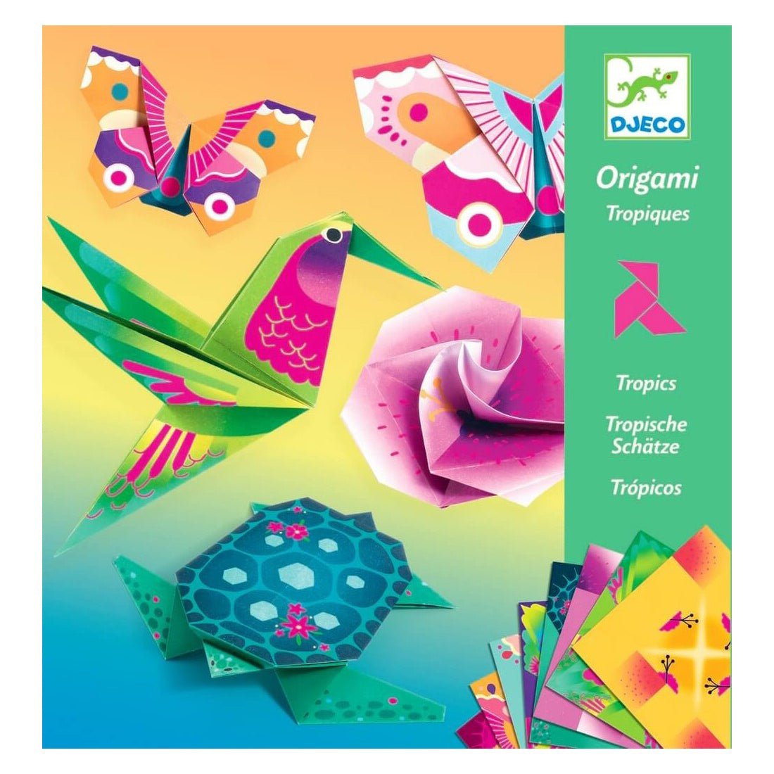 MANUALIDADES DJECO ·PAPIROFLEXIA ORIGAMI ANIMALES TROPICALES· - Happy Moments Baby