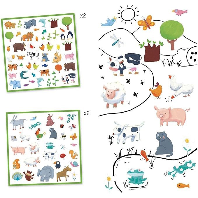 MANUALIDADES DJECO ·PEGATINAS ANIMALES 160 UNIDADES· - Happy Moments Baby