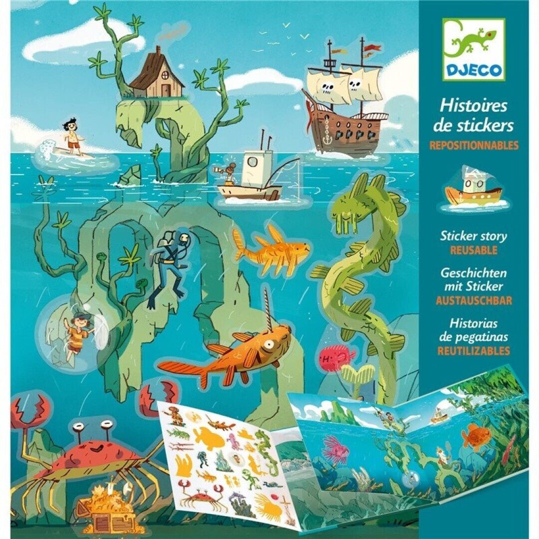 MANUALIDADES DJECO ·PEGATINAS CUENTOS LAS AVENTURAS EN EL MAR· - Happy Moments Baby