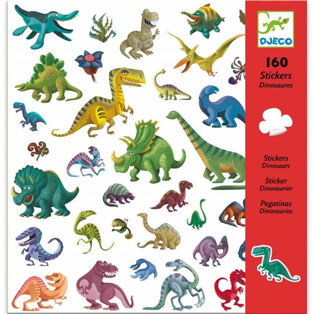 MANUALIDADES DJECO ·PEGATINAS DINOSAURIOS 160 UNIDADES· - Happy Moments Baby