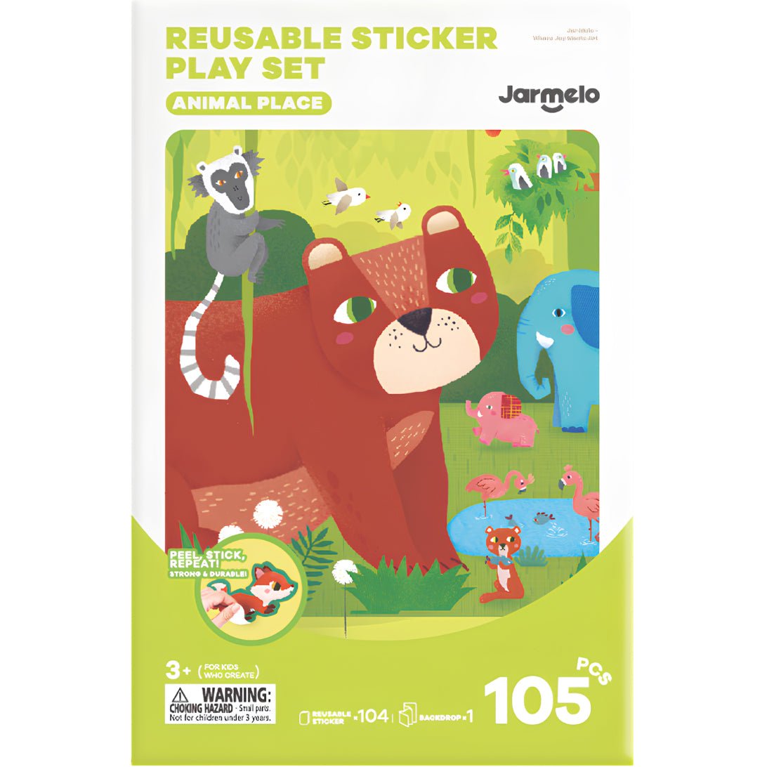 MANUALIDADES JARMELO ·LIBRO DE PEGATINAS REUTILIZABLES ANIMAL PLACE· - Happy Moments Baby