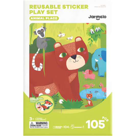 MANUALIDADES JARMELO ·LIBRO DE PEGATINAS REUTILIZABLES ANIMAL PLACE· - Happy Moments Baby