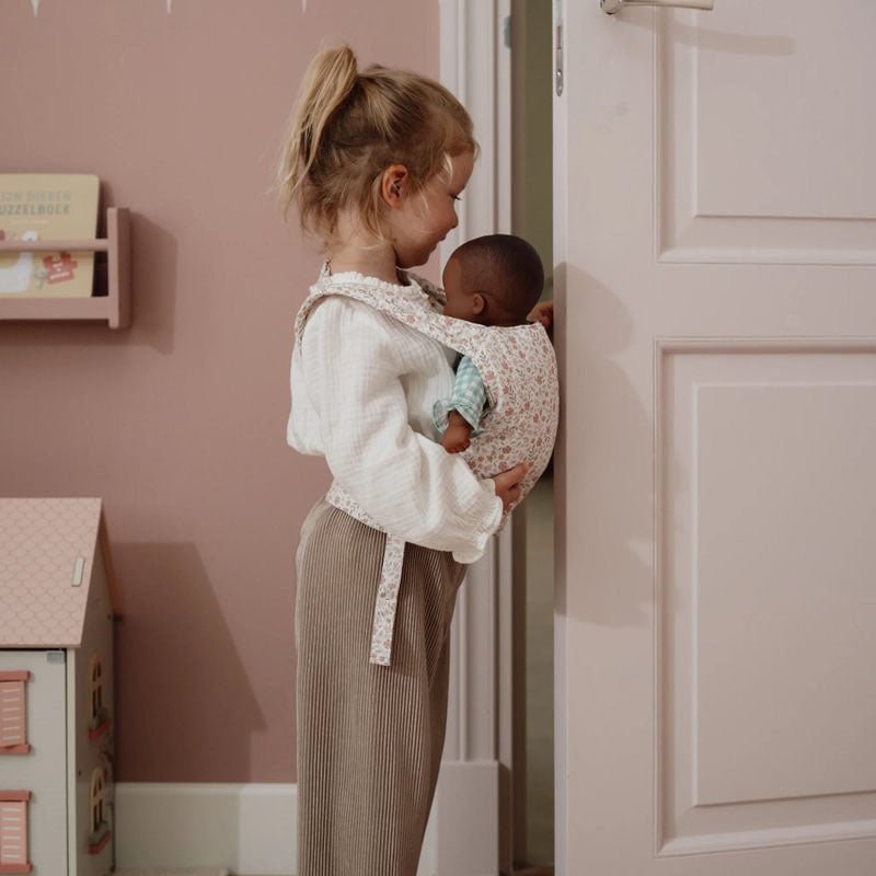 MOCHILA DE PORTEO MUÑECAS LITTLE DUCTH ·FLORES· - Happy Moments Baby