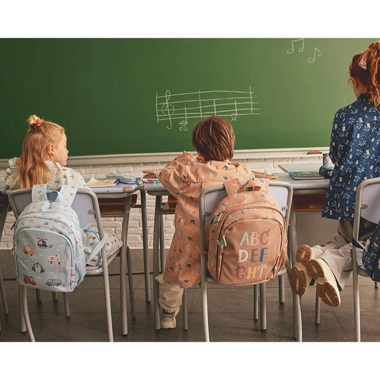 MOCHILA ESCOLAR MEDIANA TUTETE + LLAVERO PERSONALIZABLE ·CITY CARS· - Happy Moments Baby