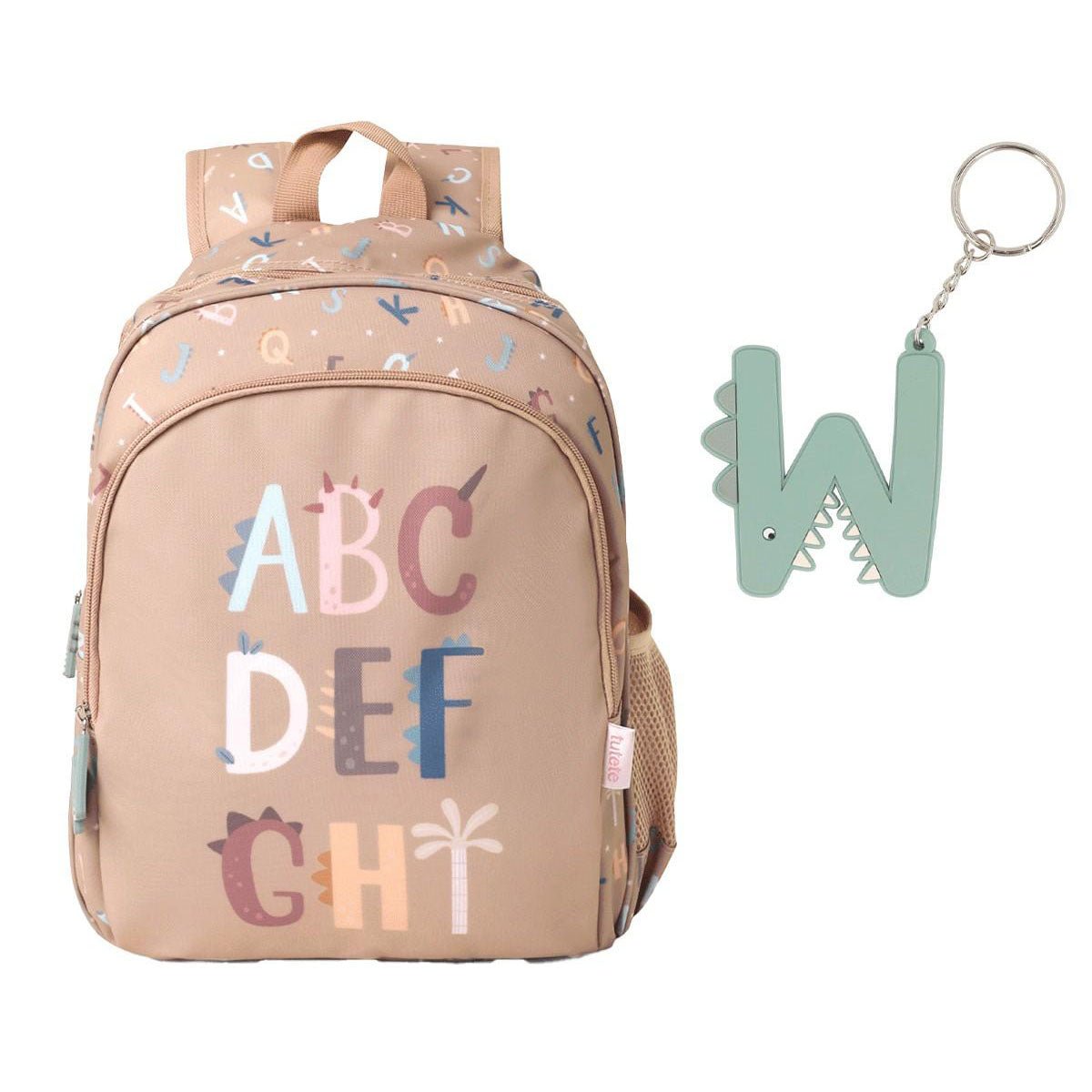 MOCHILA ESCOLAR MEDIANA TUTETE + LLAVERO PERSONALIZABLE ·FUNNY LETTERS· - Happy Moments Baby