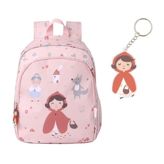 MOCHILA ESCOLAR MEDIANA TUTETE + LLAVERO PERSONALIZABLE ·LITTLE RED· - Happy Moments Baby