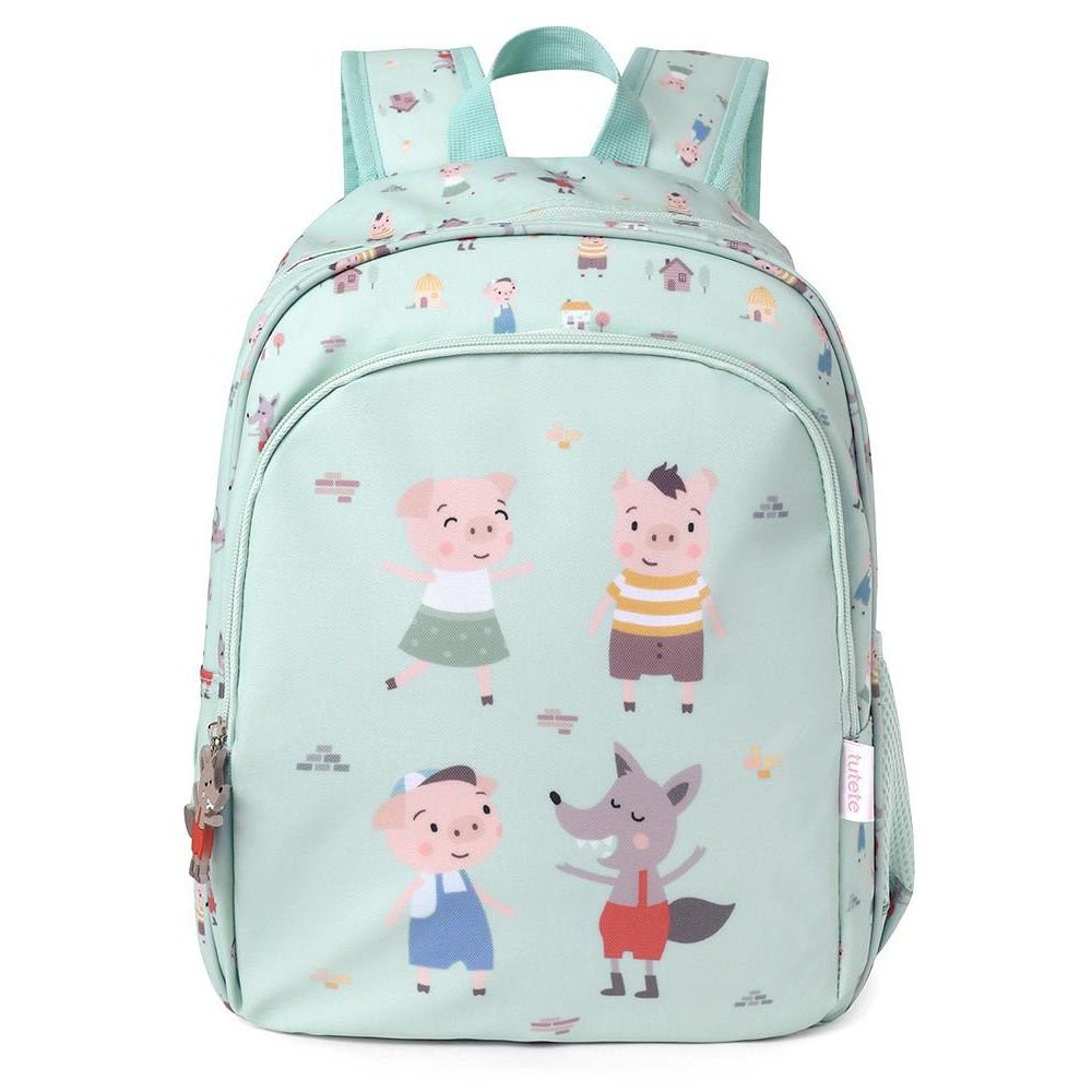 MOCHILA ESCOLAR MEDIANA TUTETE + LLAVERO PERSONALIZABLE ·THREE LITTLE PIGS· - Happy Moments Baby