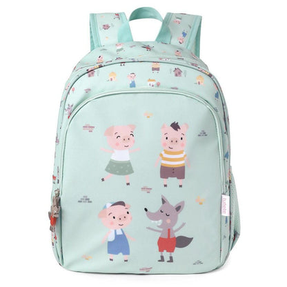 MOCHILA ESCOLAR MEDIANA TUTETE + LLAVERO PERSONALIZABLE ·THREE LITTLE PIGS· - Happy Moments Baby