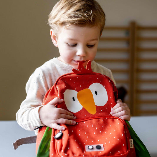 MOCHILA GRANDE INFANTIL TRIXIE ·LORO· - Happy Moments Baby