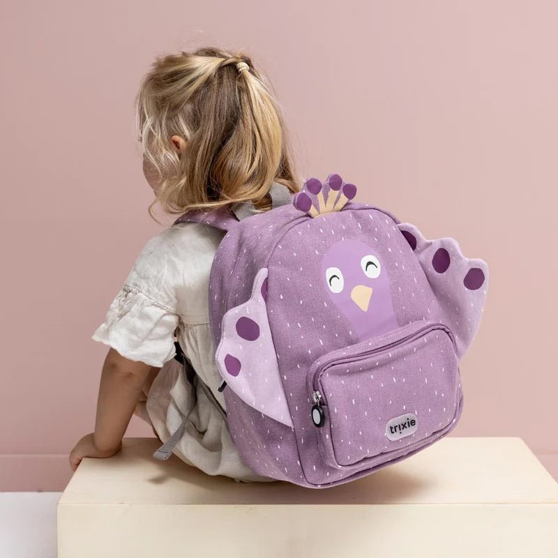 MOCHILA GRANDE INFANTIL TRIXIE ·PAVO REAL· - Happy Moments Baby