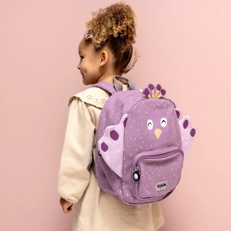 MOCHILA GRANDE INFANTIL TRIXIE ·PAVO REAL· - Happy Moments Baby