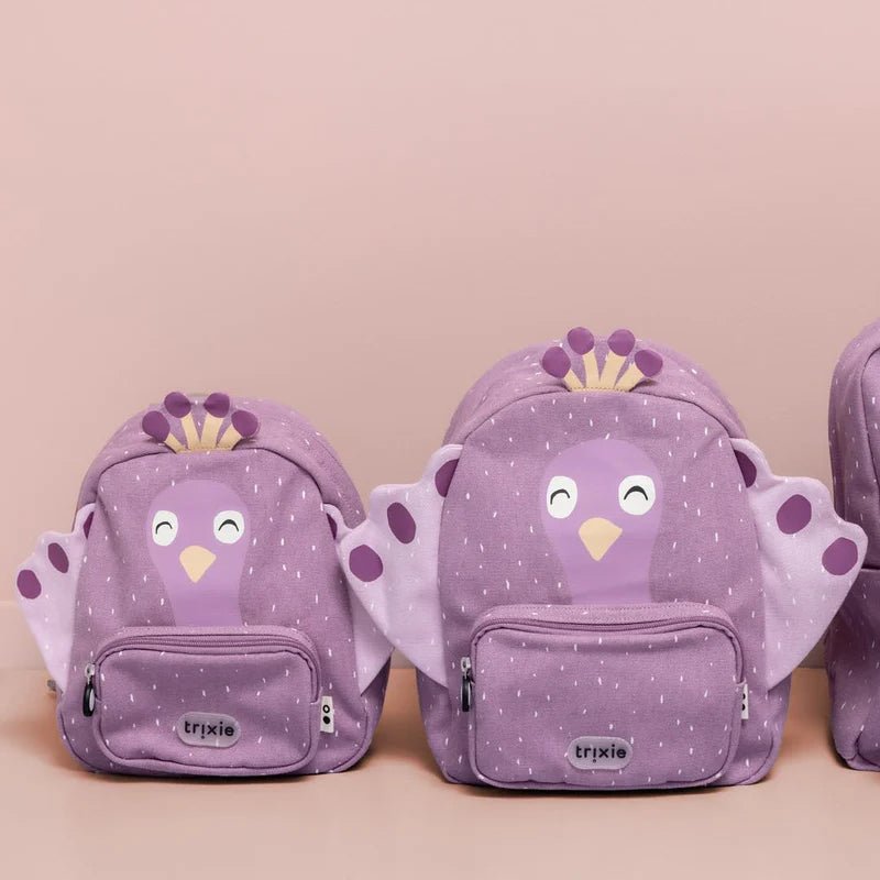 MOCHILA GRANDE INFANTIL TRIXIE ·PAVO REAL· - Happy Moments Baby