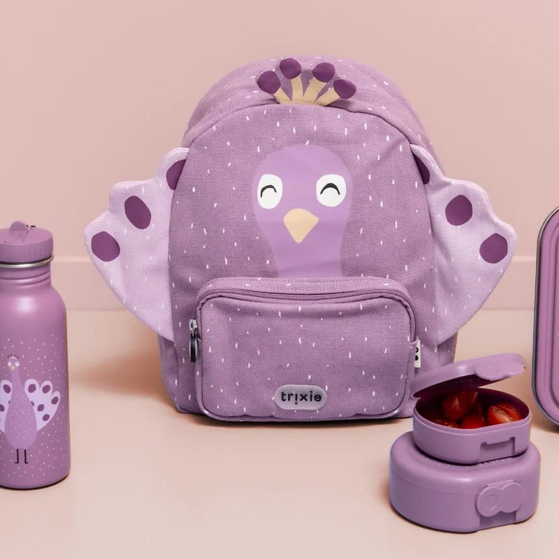 MOCHILA GRANDE INFANTIL TRIXIE ·PAVO REAL· - Happy Moments Baby