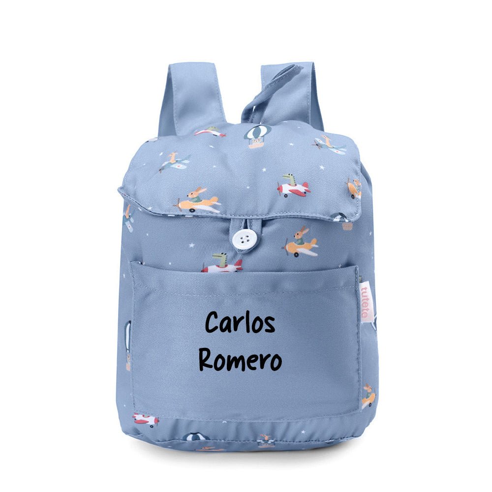 MOCHILA INFANTIL PEQUEÑA TELA TUTETE ·PLANES· - Happy Moments Baby