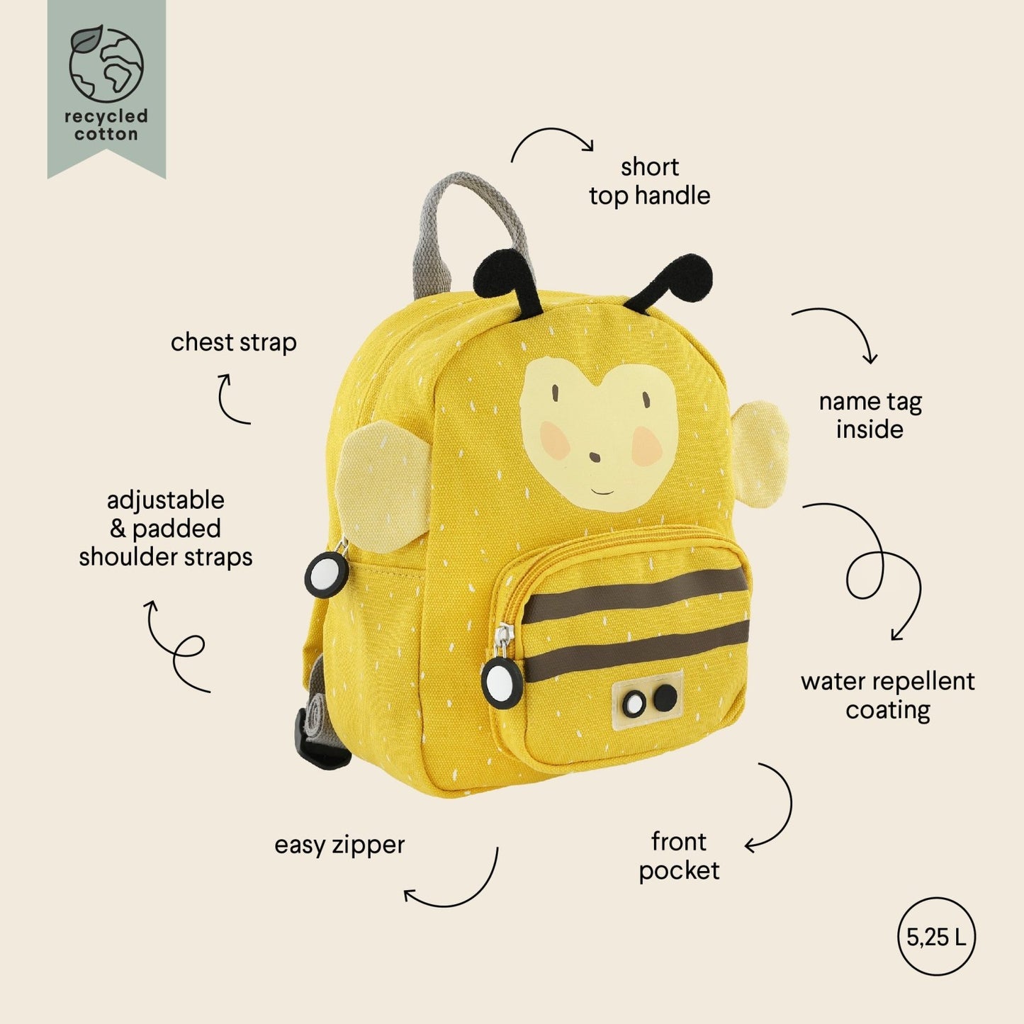 MOCHILA INFANTIL TRIXIE PEQUEÑA ·ABEJA· - Happy Moments Baby
