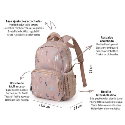 MOCHILA INFANTIL TUTETE ·FUNNY LETTERS· - Happy Moments Baby