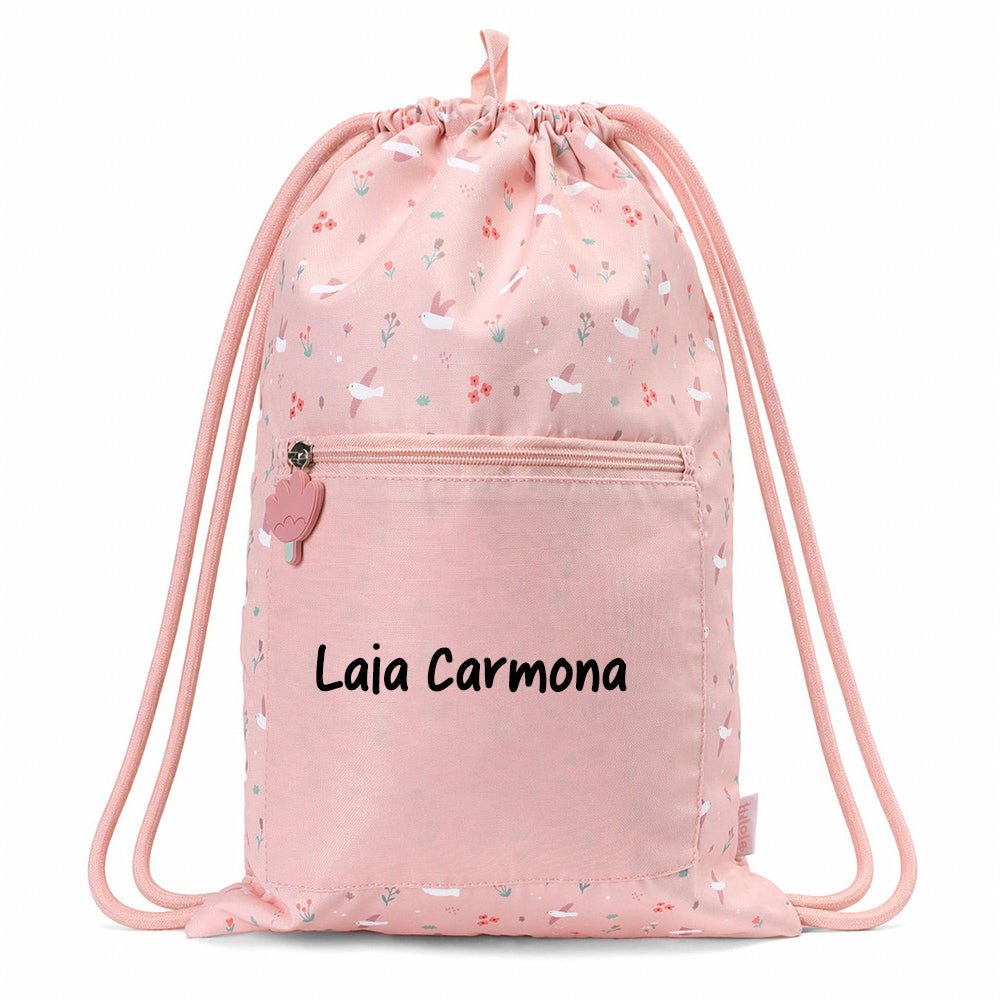 MOCHILA SACO IMPERMEABLE TUTETE ·BLOSSOM BIRDS· - Happy Moments Baby