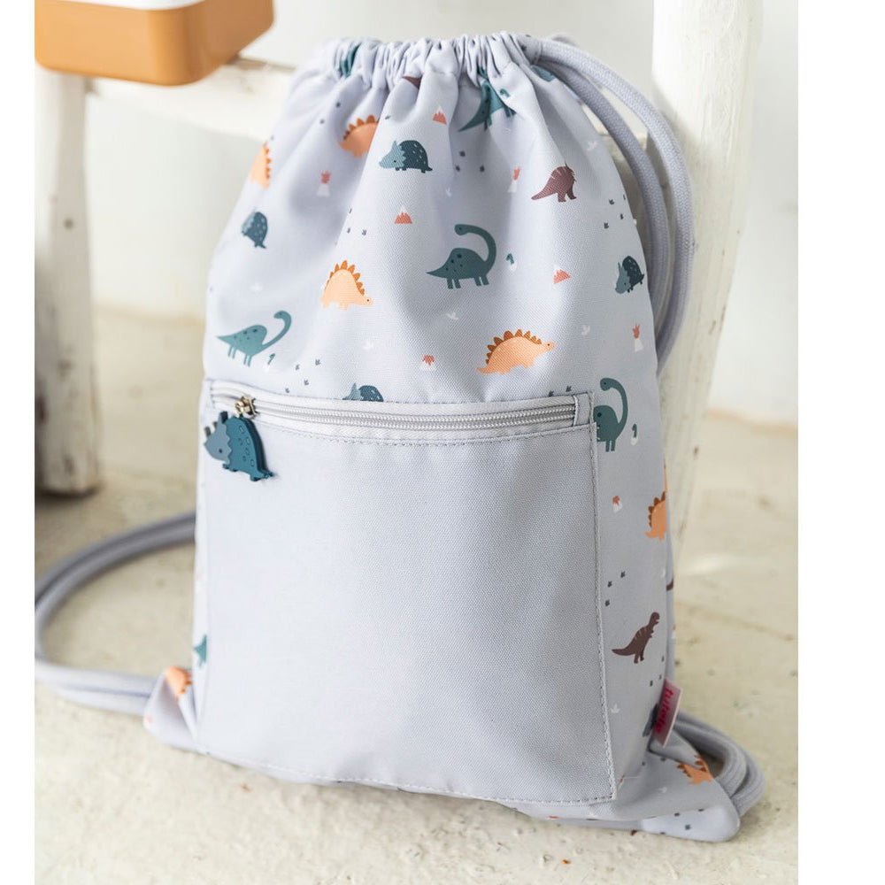 MOCHILA SACO IMPERMEABLE TUTETE ·DINOS WORLD· - Happy Moments Baby