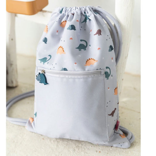 MOCHILA SACO IMPERMEABLE TUTETE ·DINOS WORLD· - Happy Moments Baby