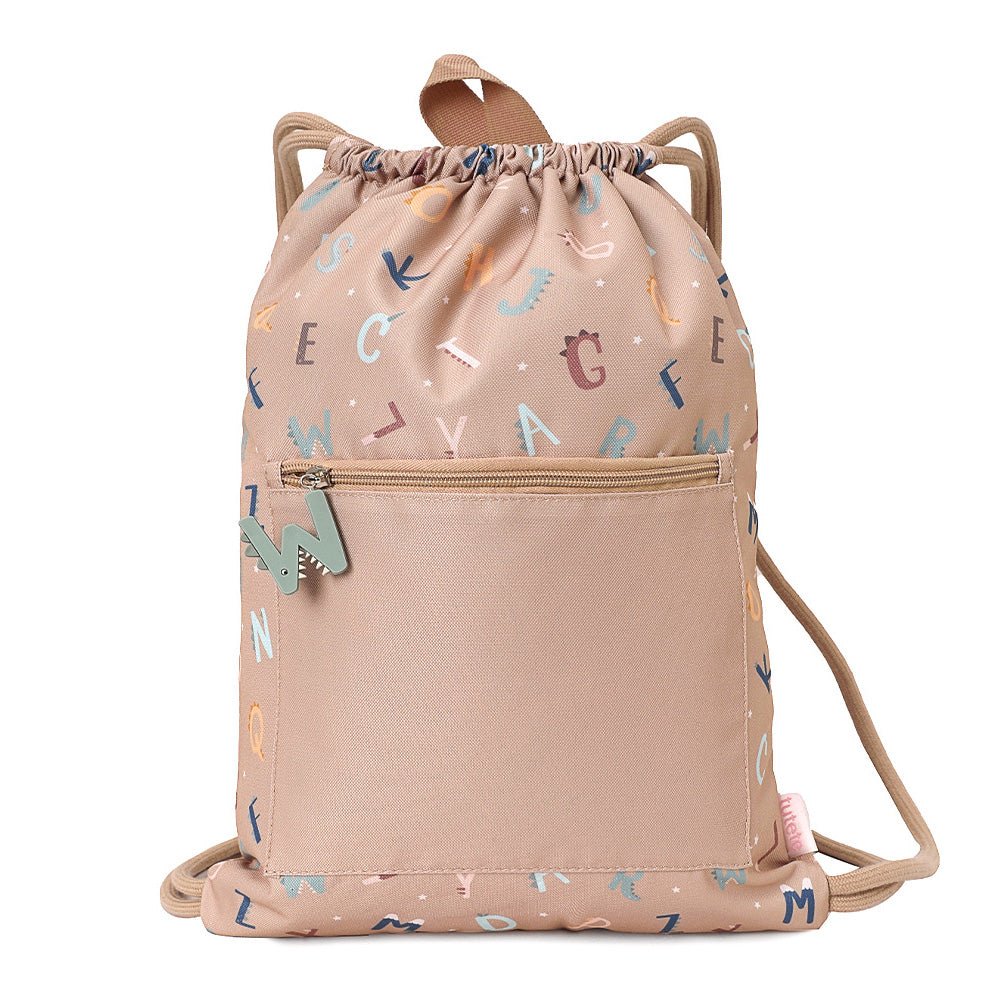 MOCHILA SACO IMPERMEABLE TUTETE ·FUNNY LETTERS· - Happy Moments Baby