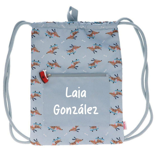 MOCHILA SACO IMPERMEABLE TUTETE ·SKATER DOG· - Happy Moments Baby
