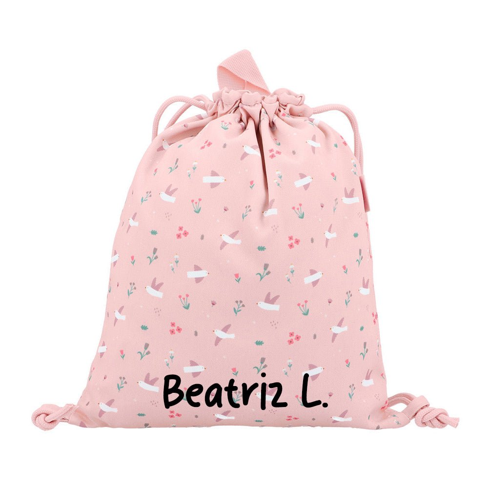 MOCHILA SACO INFANTIL DE TELA TUTETE ·BLOSSOM BIRDS· - Happy Moments Baby