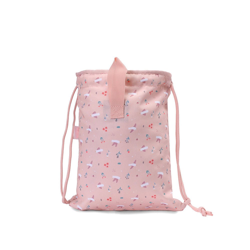 MOCHILA SACO INFANTIL DE TELA TUTETE ·BLOSSOM BIRDS· - Happy Moments Baby