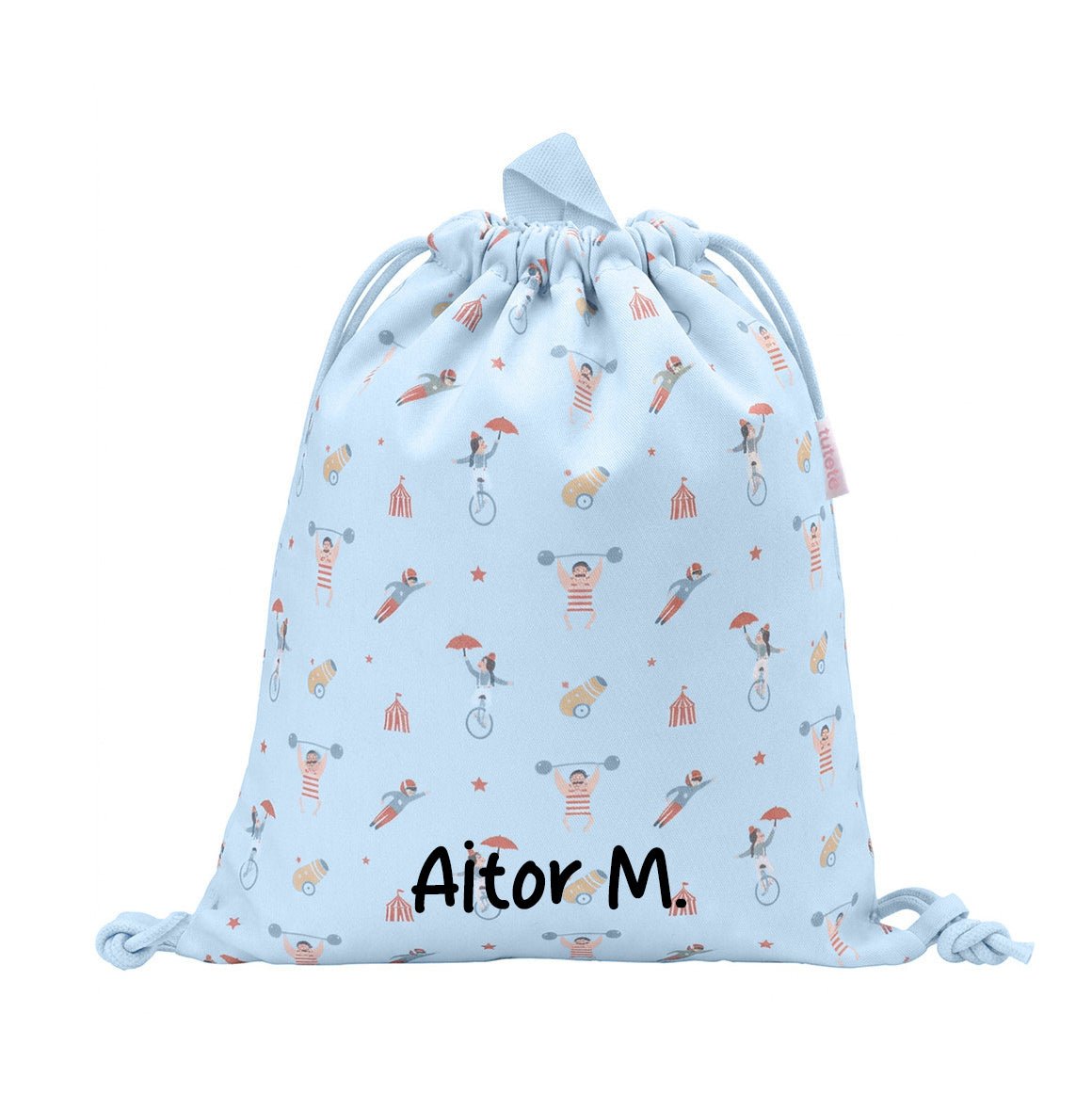 MOCHILA SACO INFANTIL DE TELA TUTETE ·CIRCUS SHOW· - Happy Moments Baby