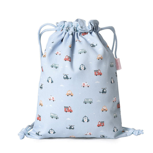 MOCHILA SACO INFANTIL DE TELA TUTETE ·CITY CARS· - Happy Moments Baby