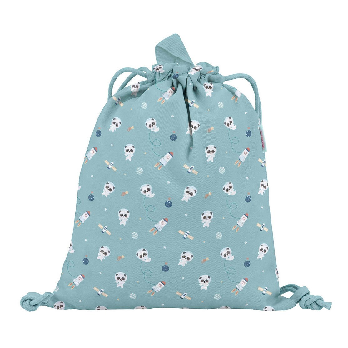 MOCHILA SACO INFANTIL DE TELA TUTETE ·PANDAS IN SPACE· - Happy Moments Baby