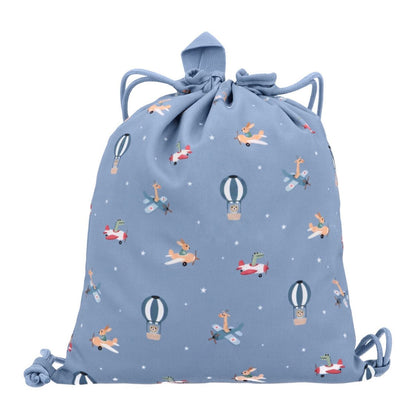 MOCHILA SACO INFANTIL DE TELA TUTETE ·PLANES· - Happy Moments Baby