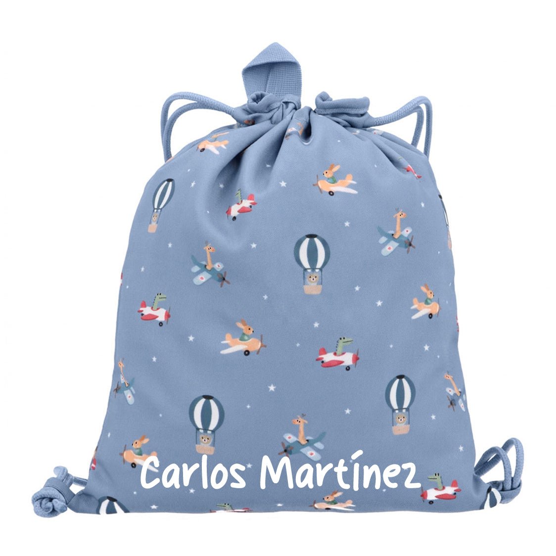 MOCHILA SACO INFANTIL DE TELA TUTETE ·PLANES· - Happy Moments Baby