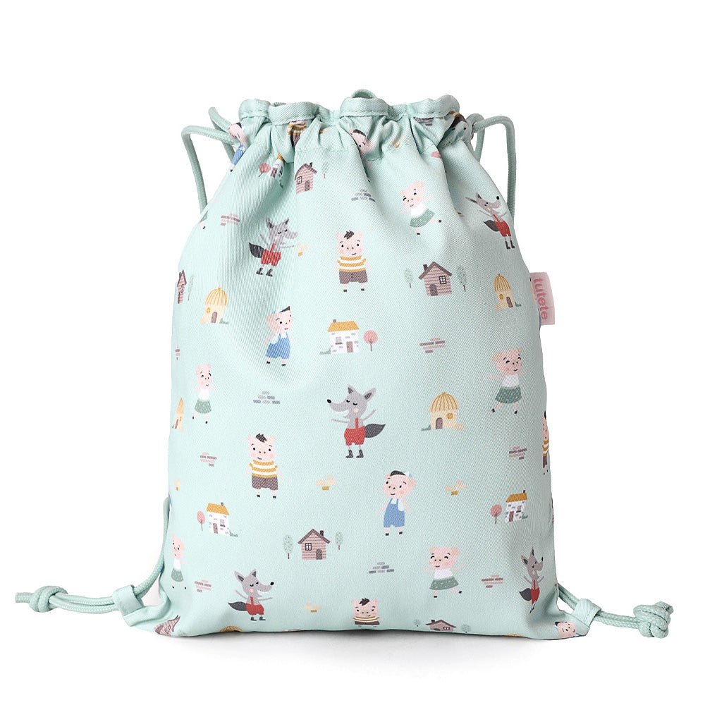 MOCHILA SACO INFANTIL DE TELA TUTETE ·THREE LITTLE PIGS· - Happy Moments Baby