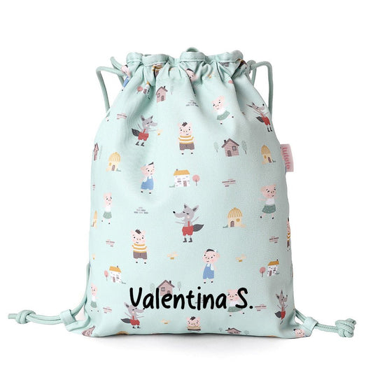 MOCHILA SACO INFANTIL DE TELA TUTETE ·THREE LITTLE PIGS· - Happy Moments Baby