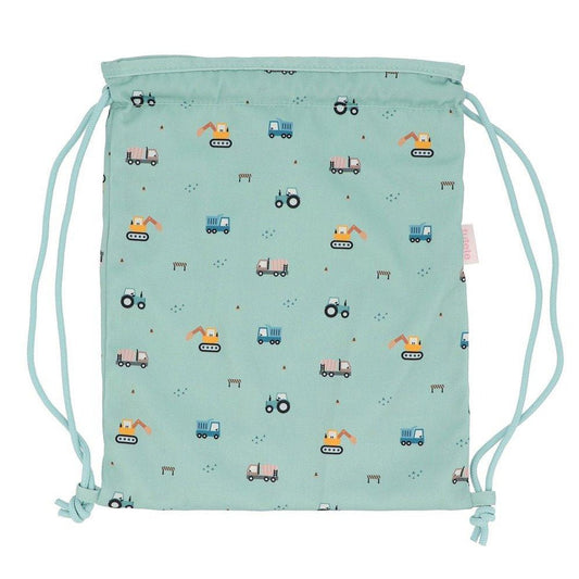 MOCHILA SACO INFANTIL DE TELA TUTETE ·TRUCKS· - Happy Moments Baby