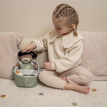 MUÑECA DE TELA LITTLE DUTCH ·BEBÉ EVI CON CESTA Y ACCESORIOS· - Happy Moments Baby