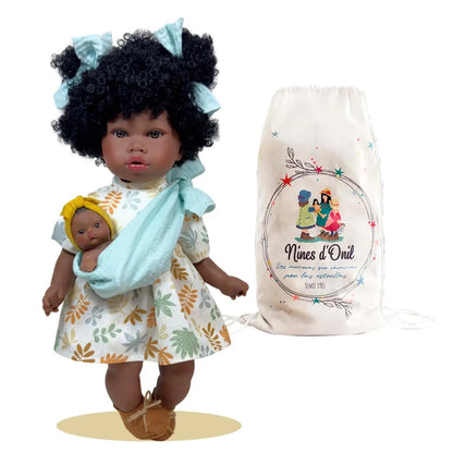 MUÑECA NINES D'ONIL ·ALIKA CON BEBÉ CURLY HAIR 40CM· - Happy Moments Baby