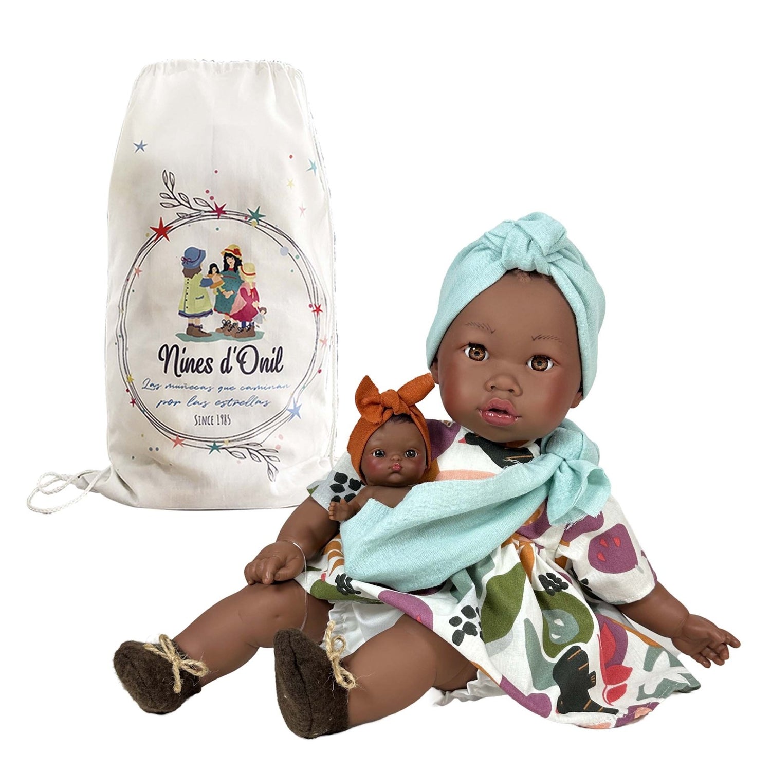 MUÑECA NINES D'ONIL ·ALIKA CON BEBÉ FLORAL 40CM· - Happy Moments Baby