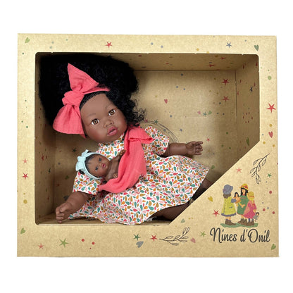 MUÑECA NINES D'ONIL ·ALIKA CON BEBÉ PELO RIZADO· - Happy Moments Baby