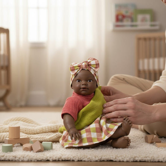 MUÑECA NINES D'ONIL ·COCO MAHA CUADROS 31CM· - Happy Moments Baby