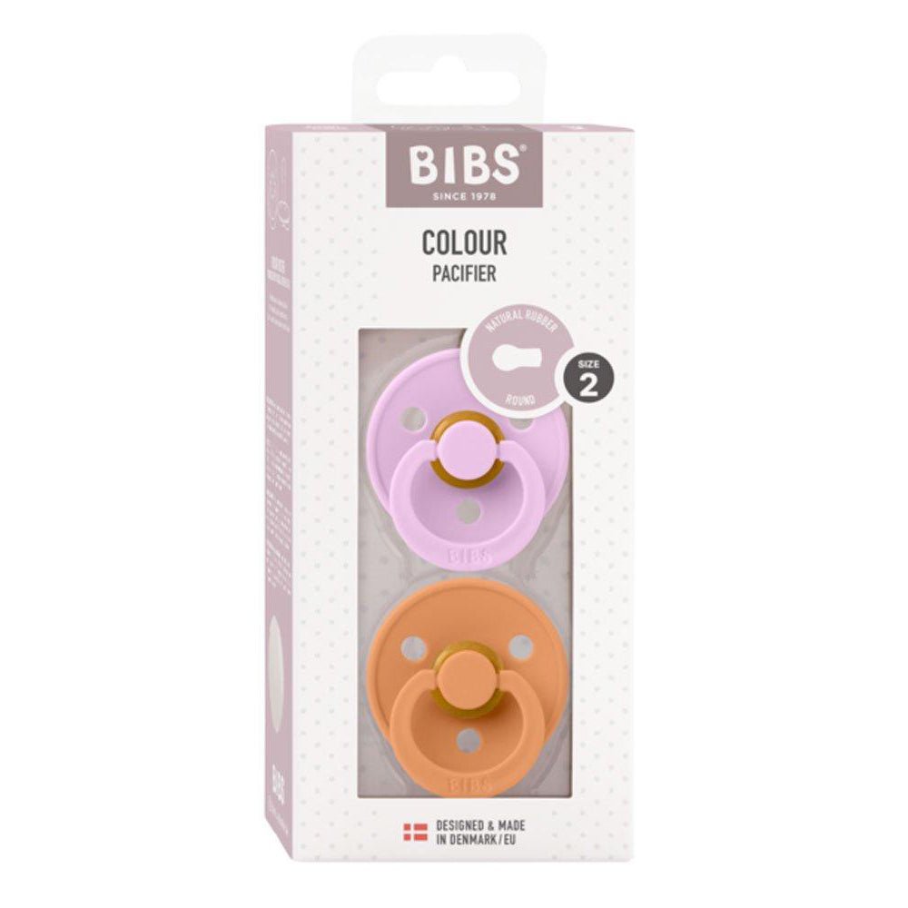 PACK 2 CHUPETES BIBS ·ROUND VIOLET SKY/PUMPKIN· - Happy Moments Baby