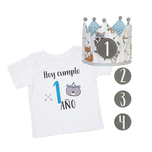 PACK CORONA + CAMISETA CUMPLEAÑOS ·INDIO· - Happy Moments Baby