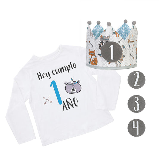 PACK CORONA + CAMISETA CUMPLEAÑOS ·INDIO· - Happy Moments Baby