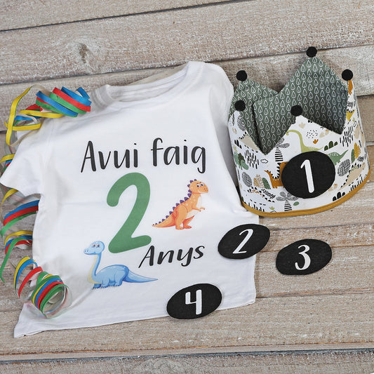 PACK CORONA + CAMISETA CUMPLEAÑOS ·JURASSIC· - Happy Moments Baby